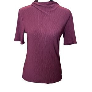 New ~ HALOGEN ~ Women's Purple Short Sleeve Blouse Top Size Small